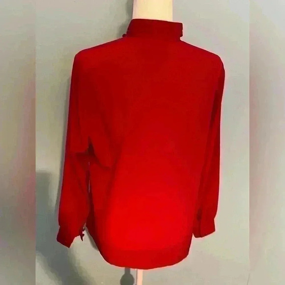 Vintage Pendleton Sophisticates Red Polyester Top Ruched Button Neck Blouse 10 - Picture 6 of 11